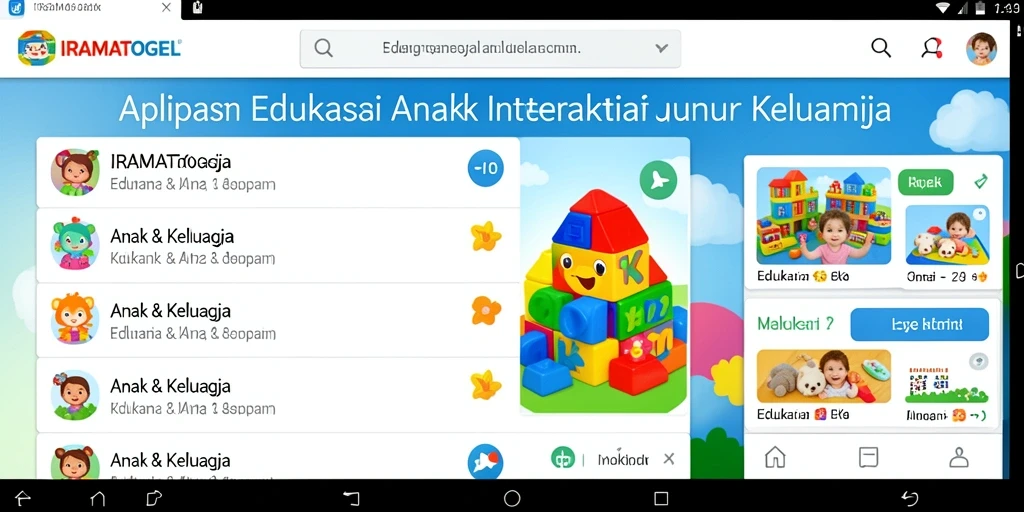 Tampilan antarmuka interaktif aplikasi Edukasi Anak IRAMATOGEL.