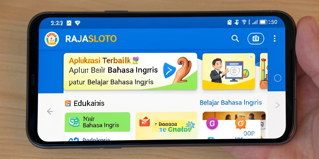 Antarmuka aplikasi RAJASLOTO untuk belajar bahasa Inggris.