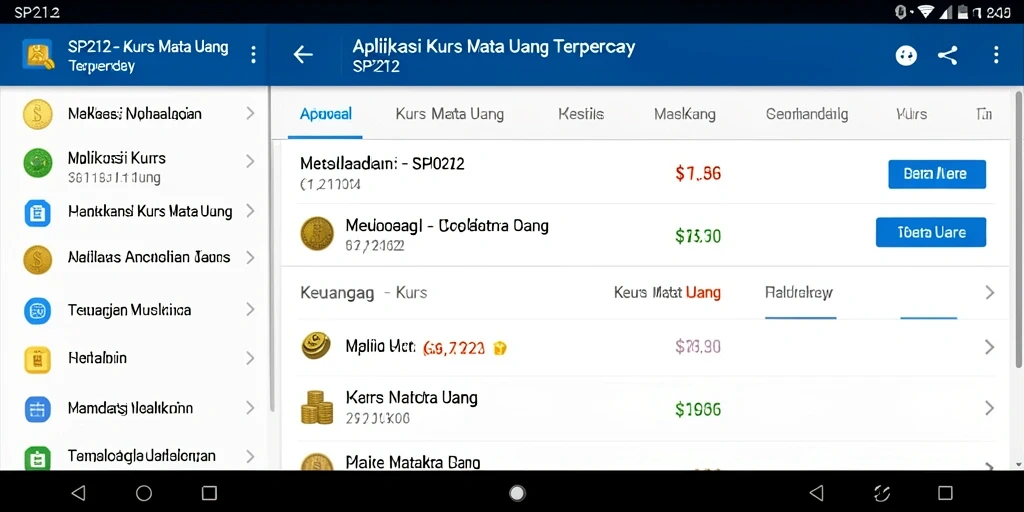 Antarmuka pengguna SP212 yang modern dan fungsi Kurs Mata Uang yang lengkap.