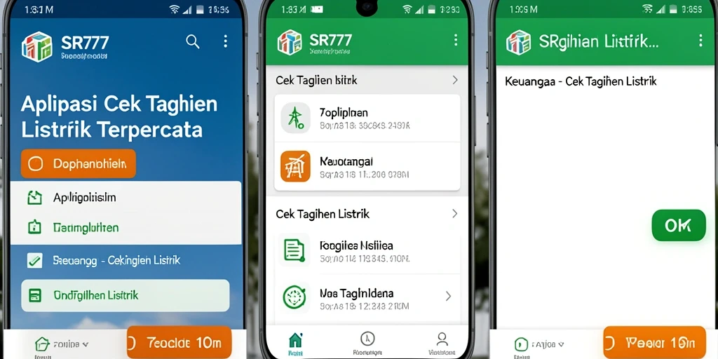 Tampilan antarmuka SR777 yang sederhana dan informatif untuk cek tagihan listrik.