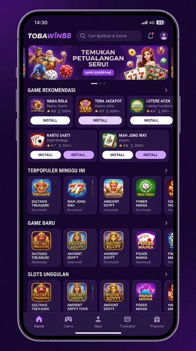 Tampilan katalog aplikasi tobawin88
